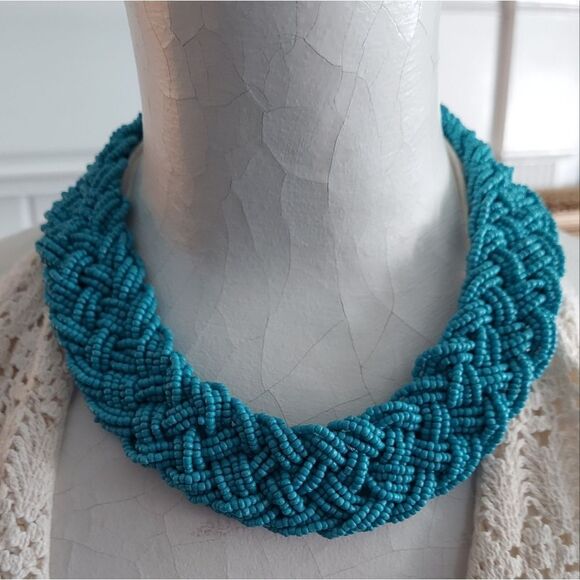 Vintage Turquoise Seed bead collar Necklace - Picture 1 of 5
